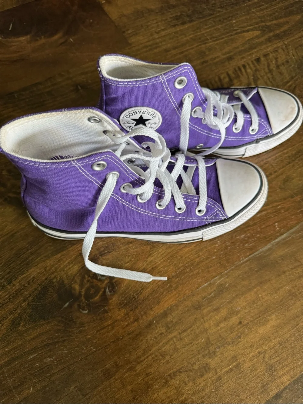 Converse Kids Purple High-Top Canvas Sneakers with White Accents